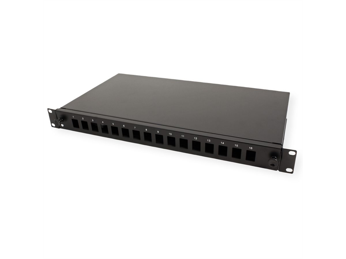 ROLINE Panneau FO 19" vide, 1U, 16 ports, pour Keystones FO, noir