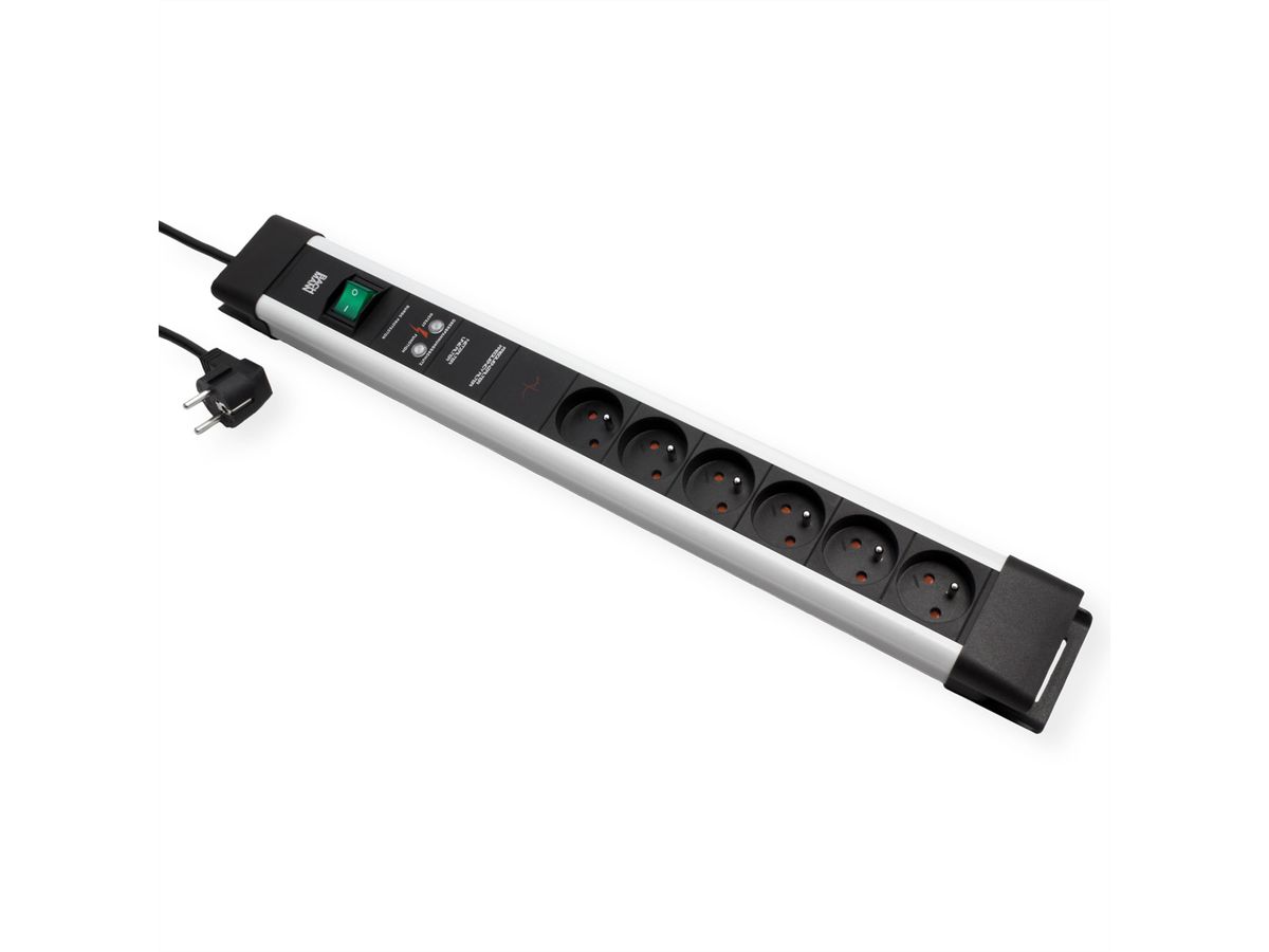 BACHMANN CONNECTUS 6xUTE , 1xGVS 1xinterrupteur 2,0m CEE7/7 gris