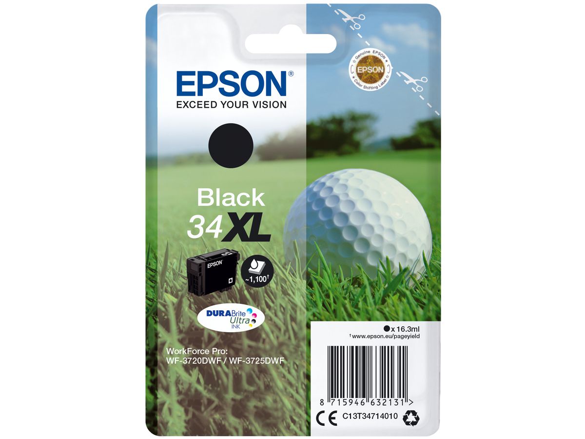 Epson Golf ball Singlepack Black 34XL DURABrite Ultra Ink