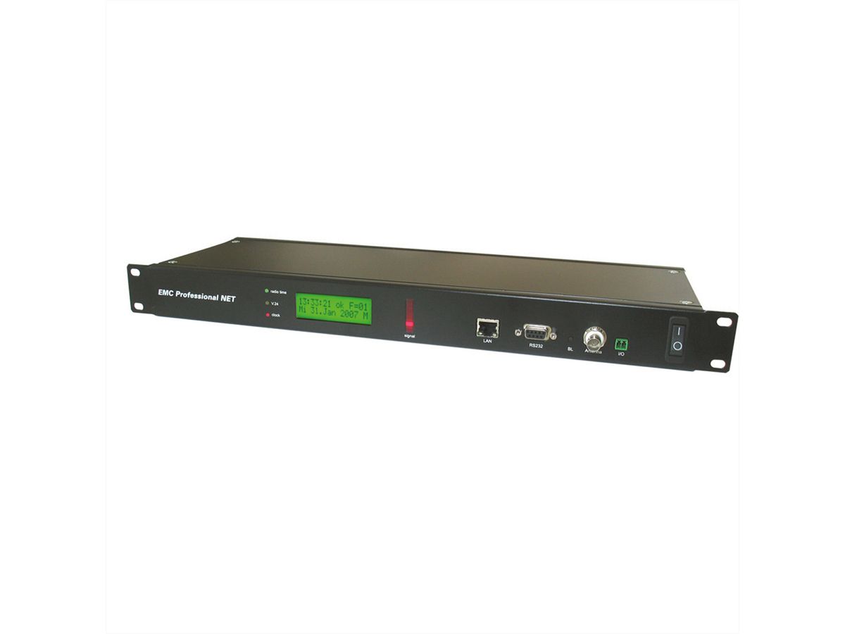 GUDE 3011 EMC Professional Time Server avec horloge radio intégrée pour les environnements industriels, Format 19", noir
