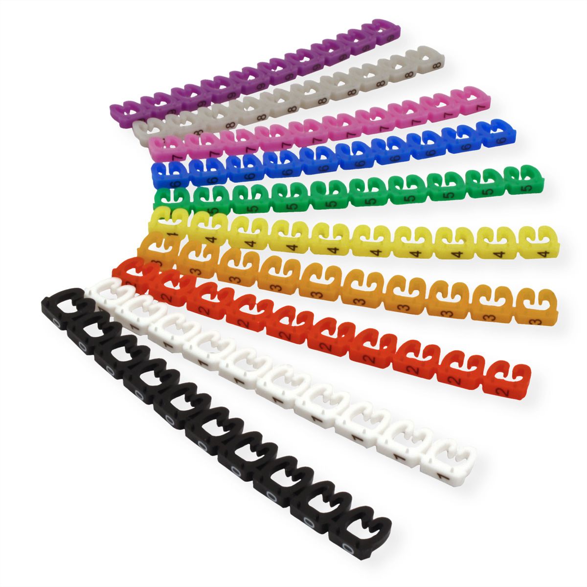 VALUE Set de marqueurs pour câbles patch, 10x 10 pièces, 4 - 5.5 mm, multicolore