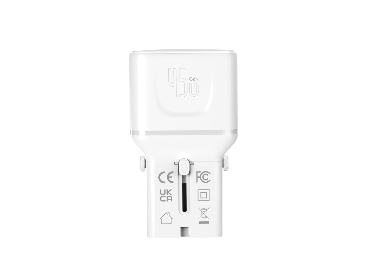 VALUE Chargeur de voyage, EU/UK/US, 2 ports USB C, 45 W
