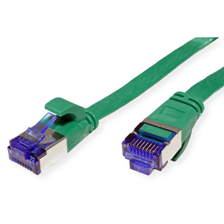 Cordon VALUE Cat.6A (Classe EA) F/UTP confectionné, plat, vert, 5 m