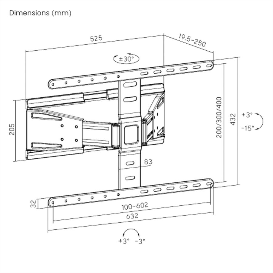 VALUE Support mural pour écrans LCD, ultra-slim, 43-90 pouces, jusqu'à 50 kg