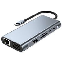 VALUE Station d'accueil USB type C, HDMI 4K60, VGA, 1x Gigabit Ethernet, 2x USB A + type C PD, 1x SD/microSD, 1x audio