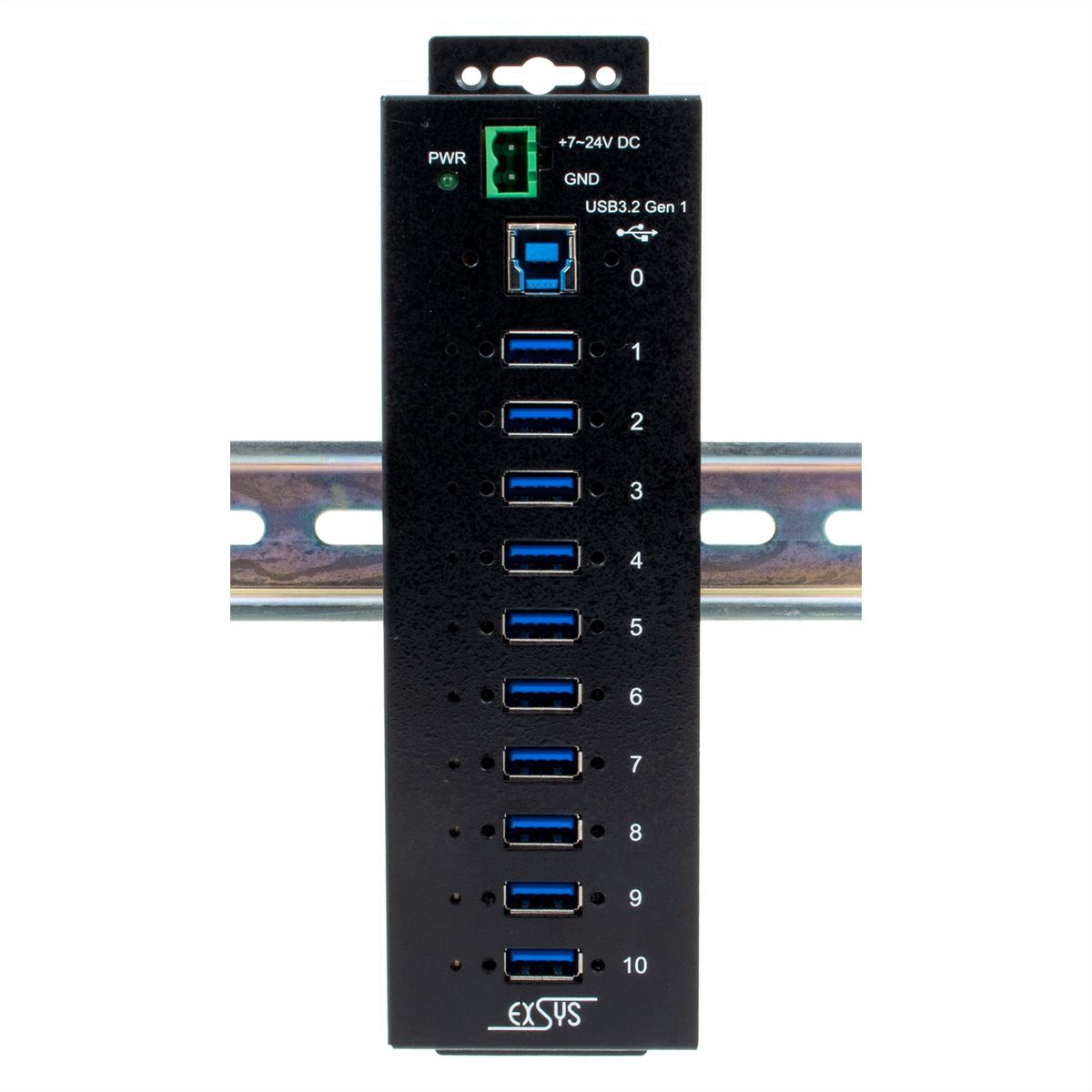 EXSYS EX-1580SHMVS Hub USB 3.2 Gen 1 métallique à 10 ports, géré, partageable en réseau, protection ESD 15 kV