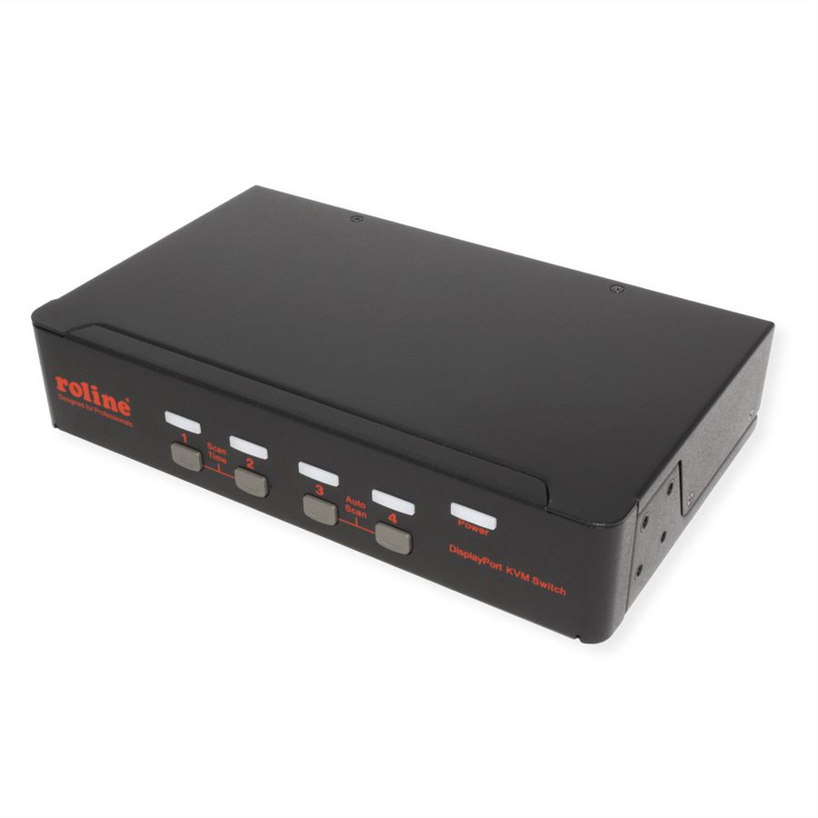 ROLINE Switch KVM, USB, DisplayPort, 1 Utilisateur - 4 PCs