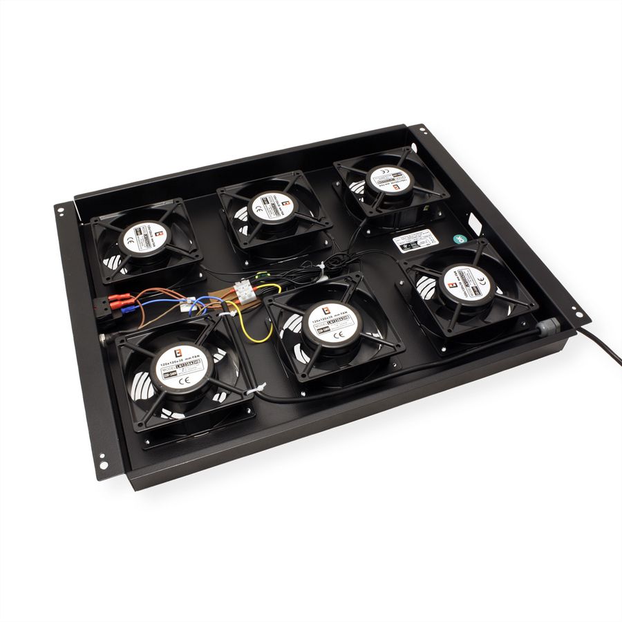 ROLINE 19" Unité de ventilation de toit, 6 ventilateurs, ON/OFF, pour baie serveur par serie, noir