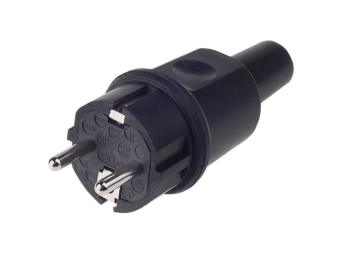 BACHMANN Fiche en caoutchouc plein, IP44, noire
