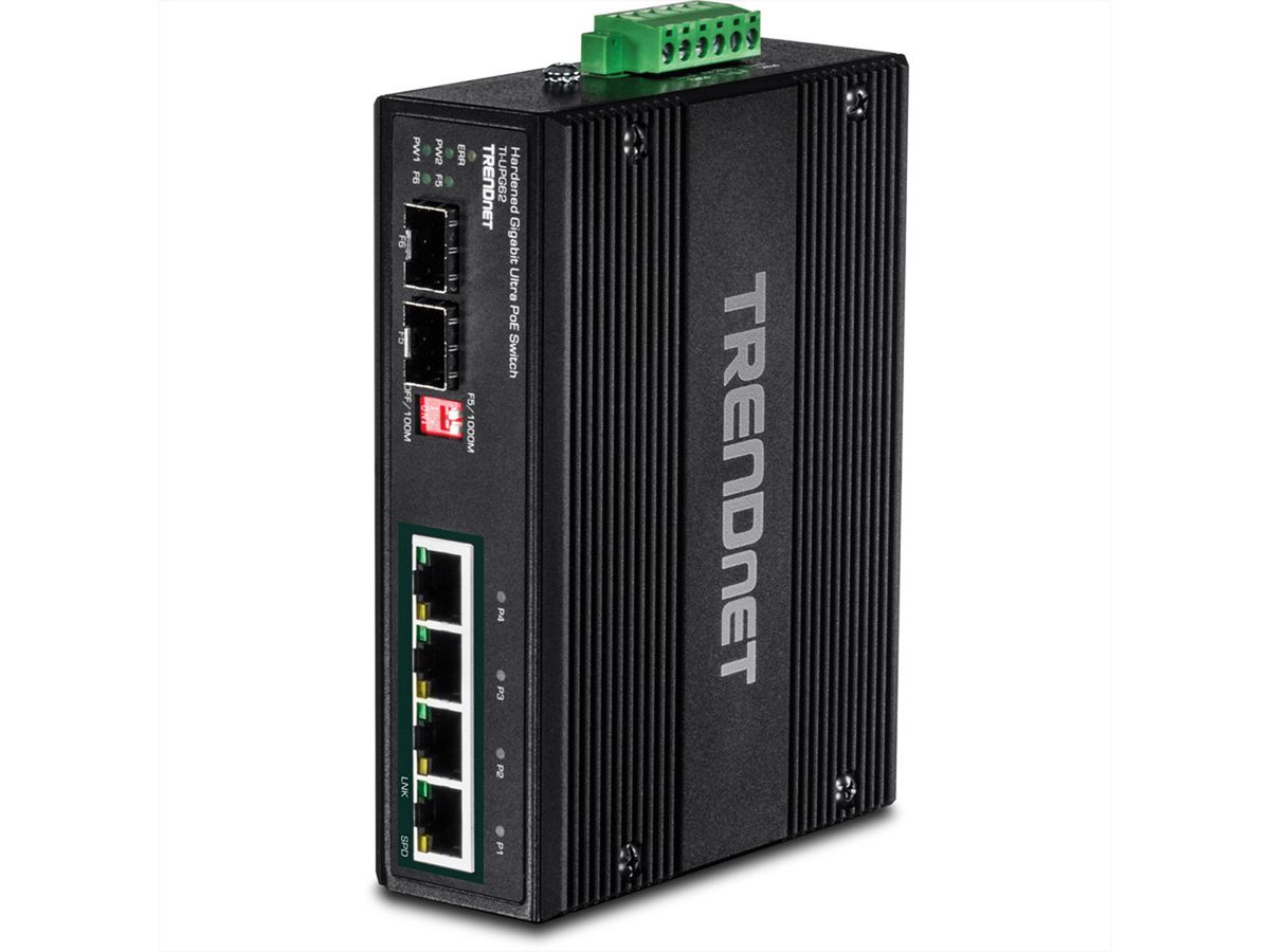 TRENDnet TI-UPG62 Switch indsutriel 6 ports Gigabit Ultra PoE Rail DIN