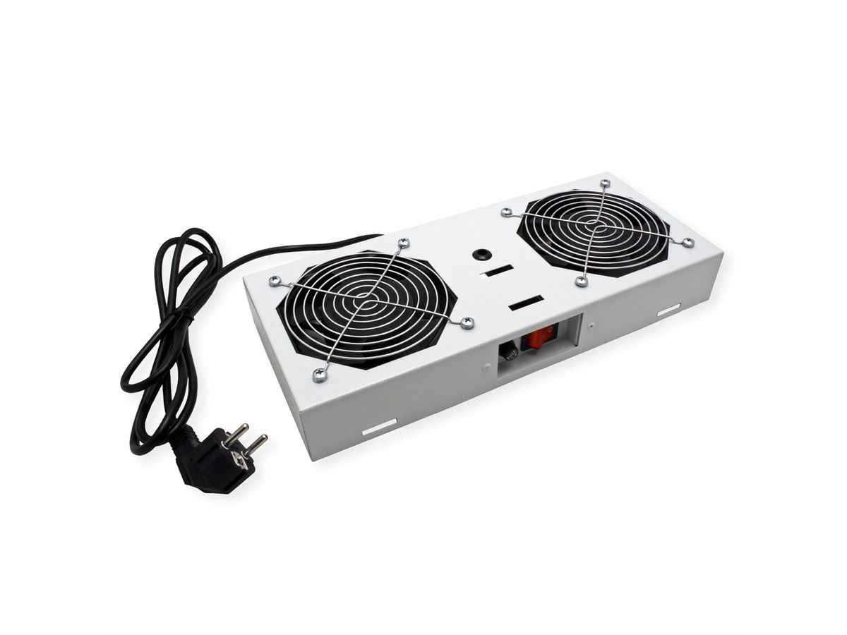 ROLINE 19" Unité de ventilation, 2 ventilateurs, pour boîtier mural, gris
