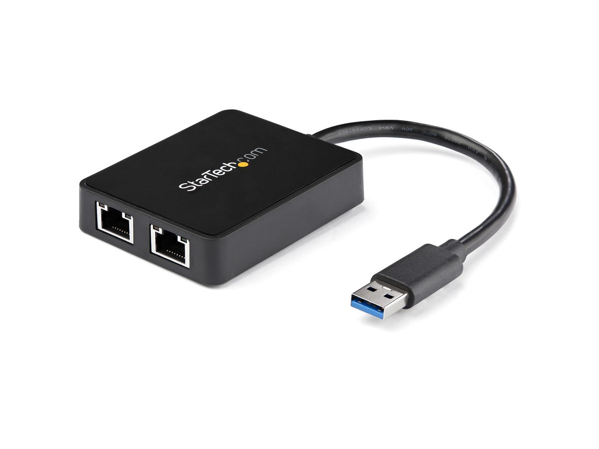 StarTech.com Adaptateur USB 3.0 vers Ethernet Gigabit - Carte Réseau Externe USB vers 2 Ports RJ45 Ethernet
