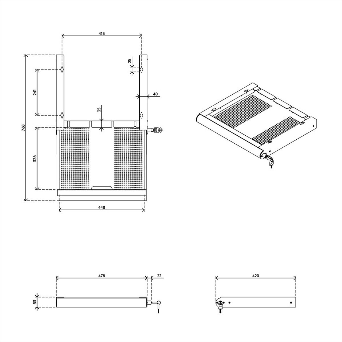 DATAFLEX Addit tiroir sécurisé pour laptop, 620, pour ordinateur portable, blanc