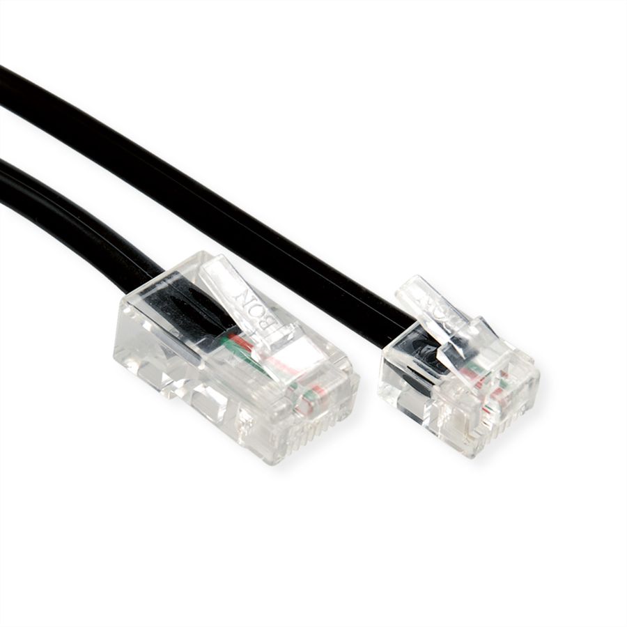 Câble télephone RJ11 (6P2C) - RJ45 (8P2C), noir, 1 m