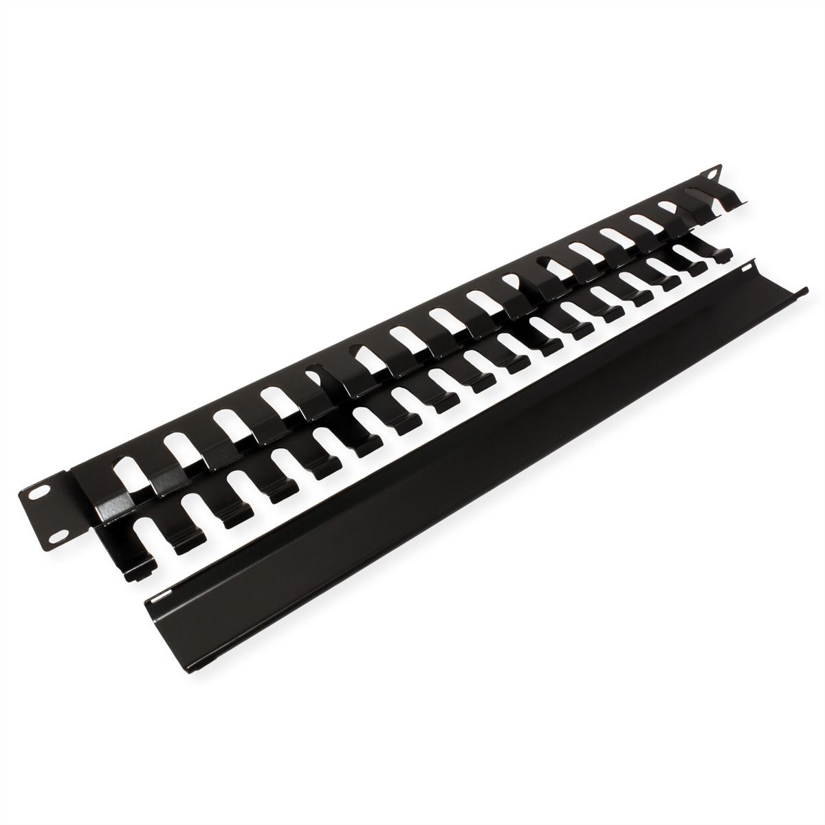 VALUE Plaque 19", 1 UH avec canal de rangement 40 x 40 mm, noir