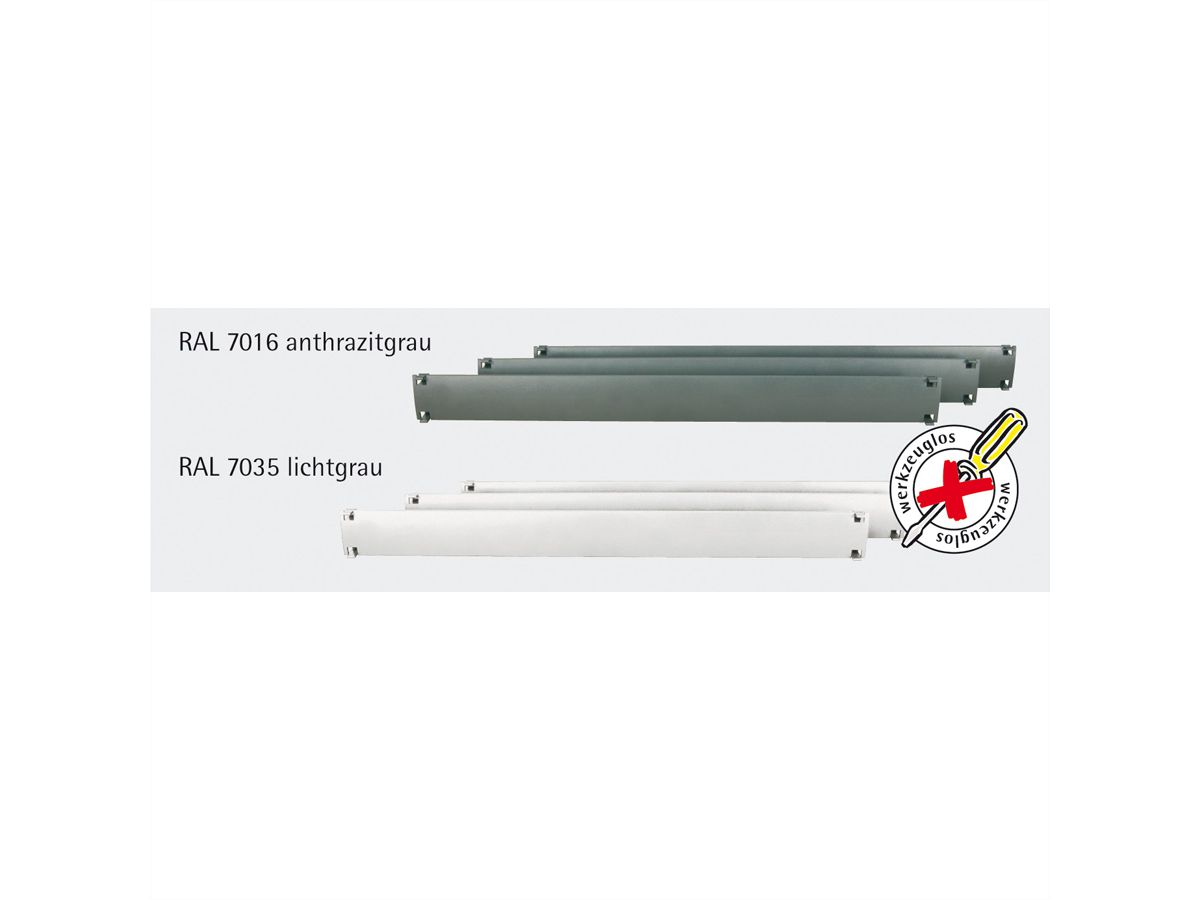 Caches plastiques 19" 1 UH, RAL 7035 gris clair, 10 pièces, gris