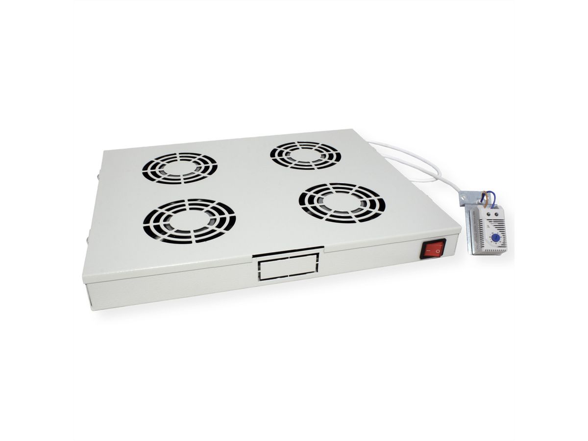ROLINE 19" Unité de ventilation, 4 ventilateurs, Thermostat gris