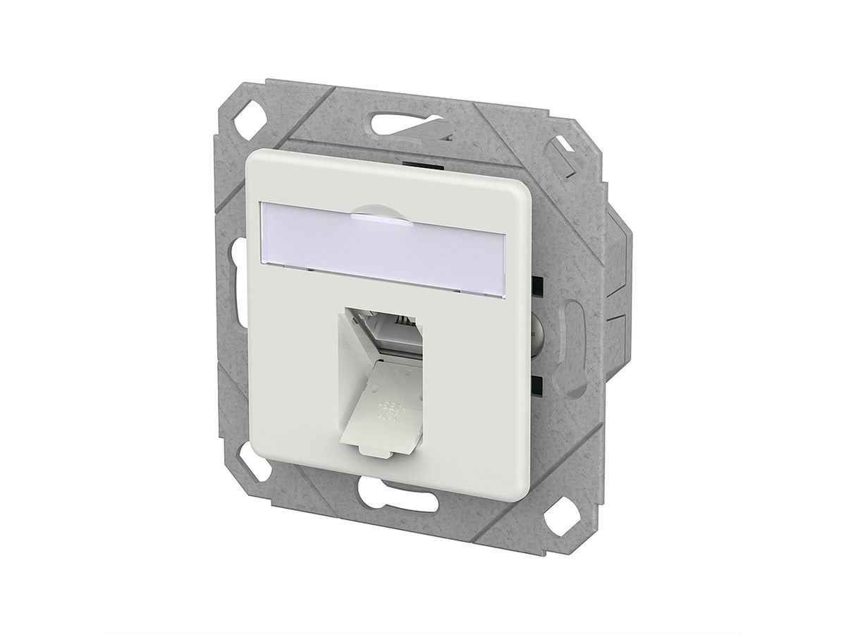 METZ CONNECT E-DAT C6A LSA++ Prise, 1 port, goulotte encastrée (UPk), blanc signalisation brillant