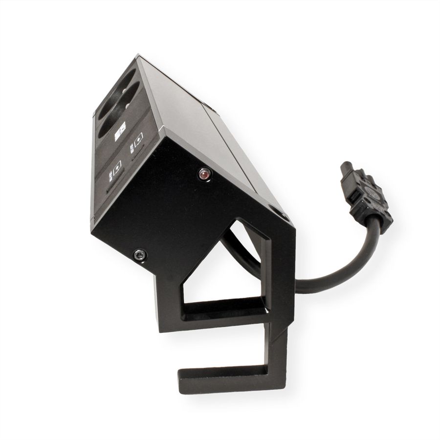 BACHMANN DESK 2 Bloc multiprise 2x UTE, 1x USB A&C 22W, noir, 0,2 m