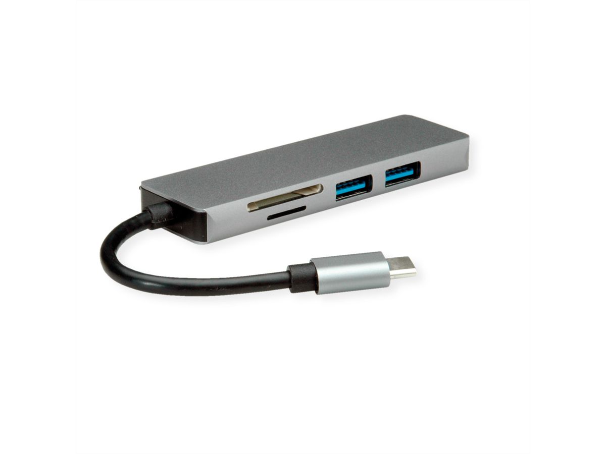 ROLINE Station d'accueil USB Type C, 4K HDMI, 2x USB 3.2 Gen 1, Card Reader