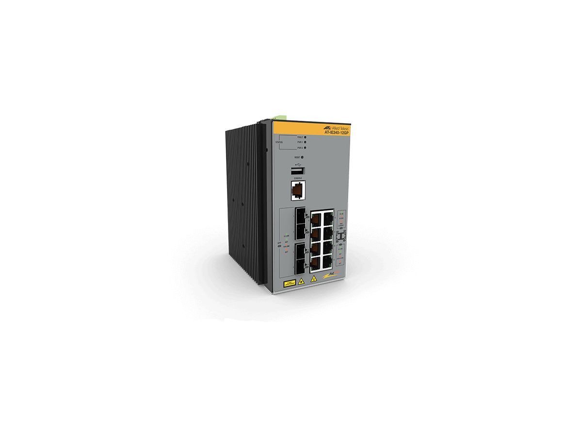 Allied Telesis AT-IE340-12GP-80 Géré L3 Gigabit Ethernet (10/100/1000) Connexion Ethernet, supportant l'alimentation via ce port (PoE) Gris