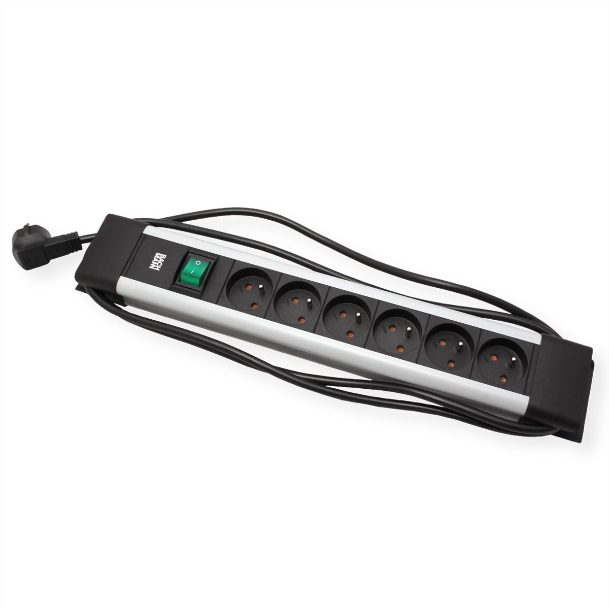 BACHMANN CONNECTUS 6xUTE , 1xinterrupteur 2,0m CEE7/7 gris
