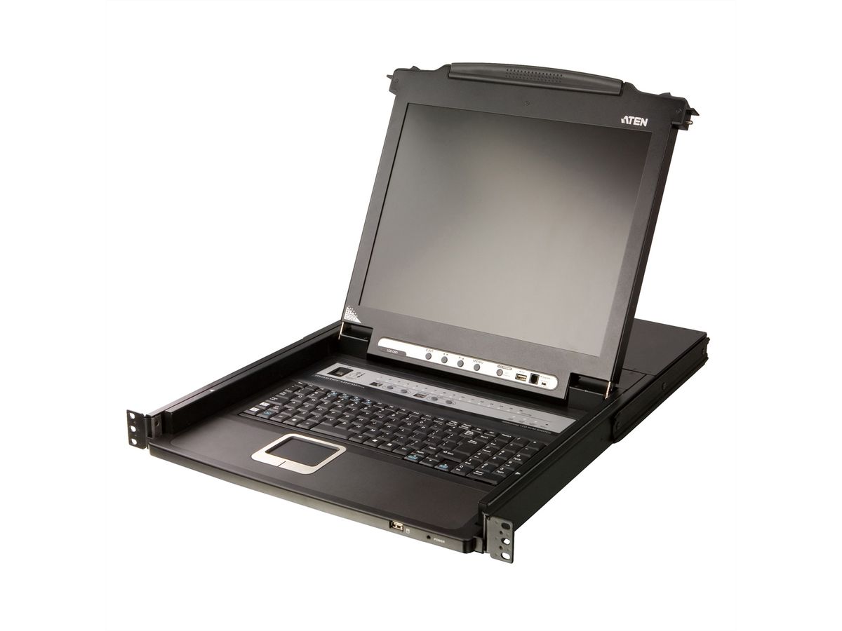 ATEN CL5716MW Commutateur KVM VGA LCD 43cm large à un seul rail PS/2-USB 16 ports, FR-Layout