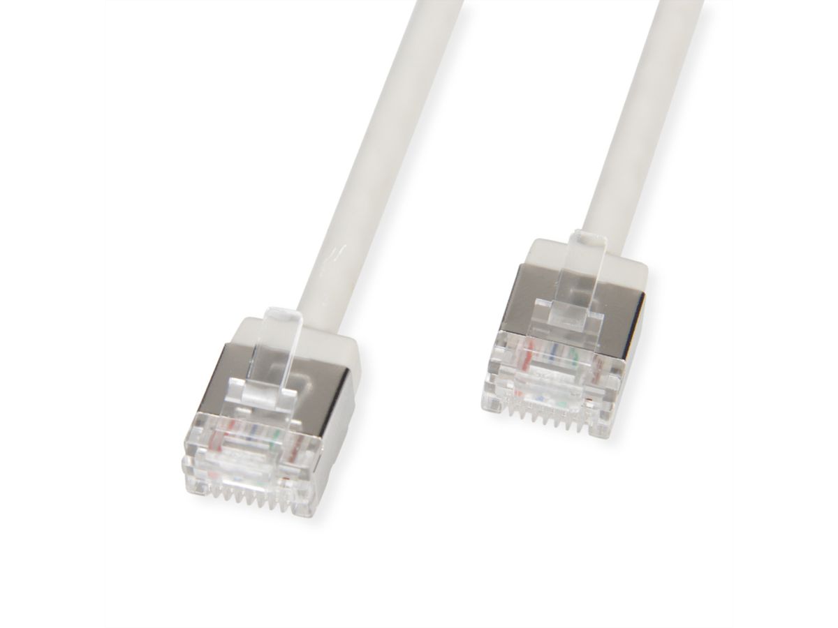 ROLINE Cordon DataCenter U/FTP Cat.6A (Classe EA), LSOH, slim, pour chemins très courts, gris, 0,5 m