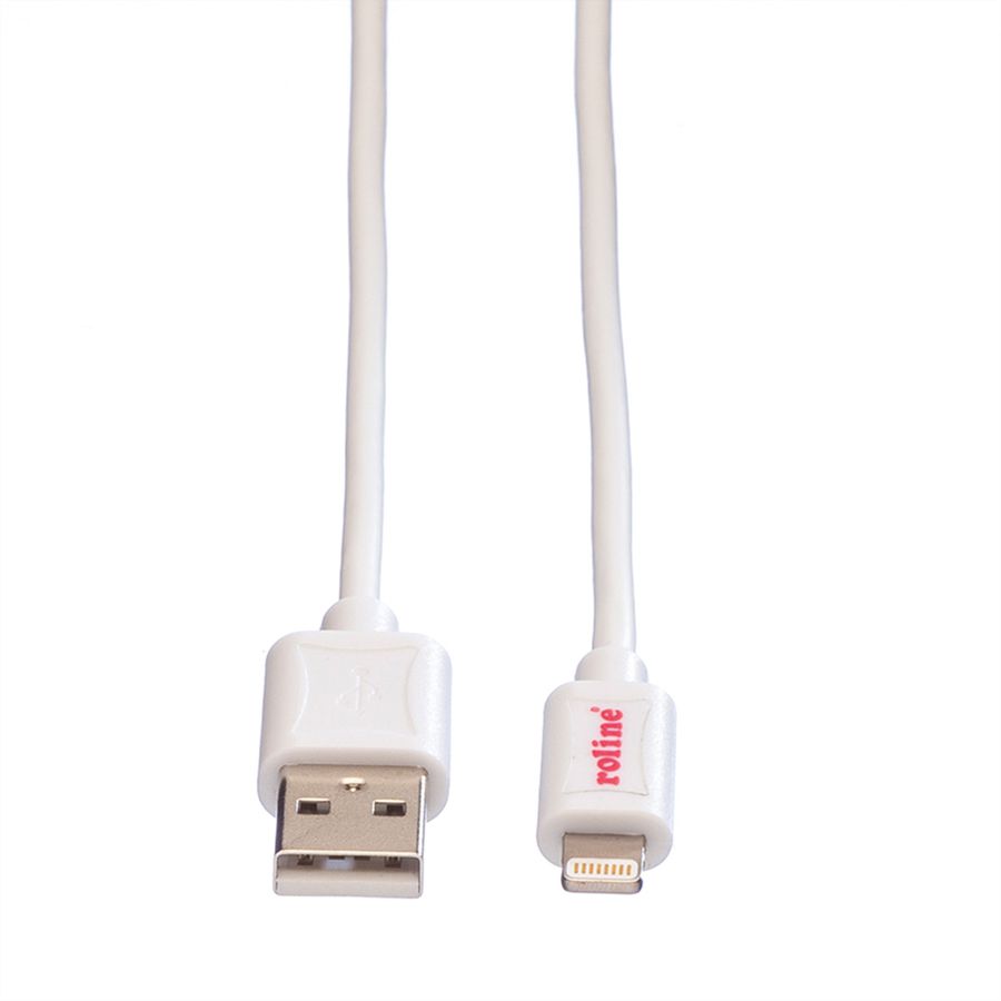 ROLINE Câble de charge et synchronisation pour appareils à connecteur 8pin, blanc, 1,8 m