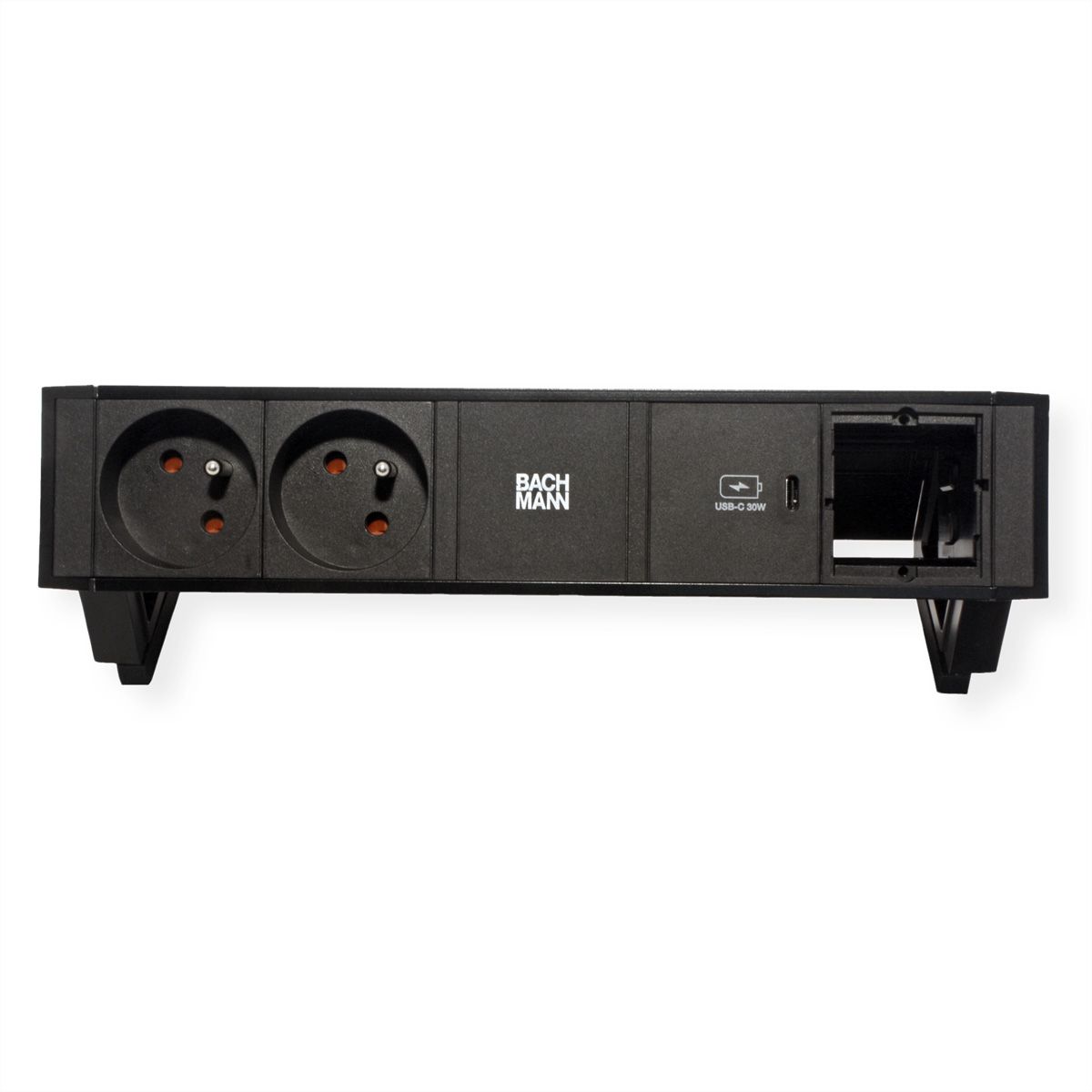 BACHMANN DESK2 2xUTE 1xUSB C 30W 1xCM 0,2m GST18 RAL9005