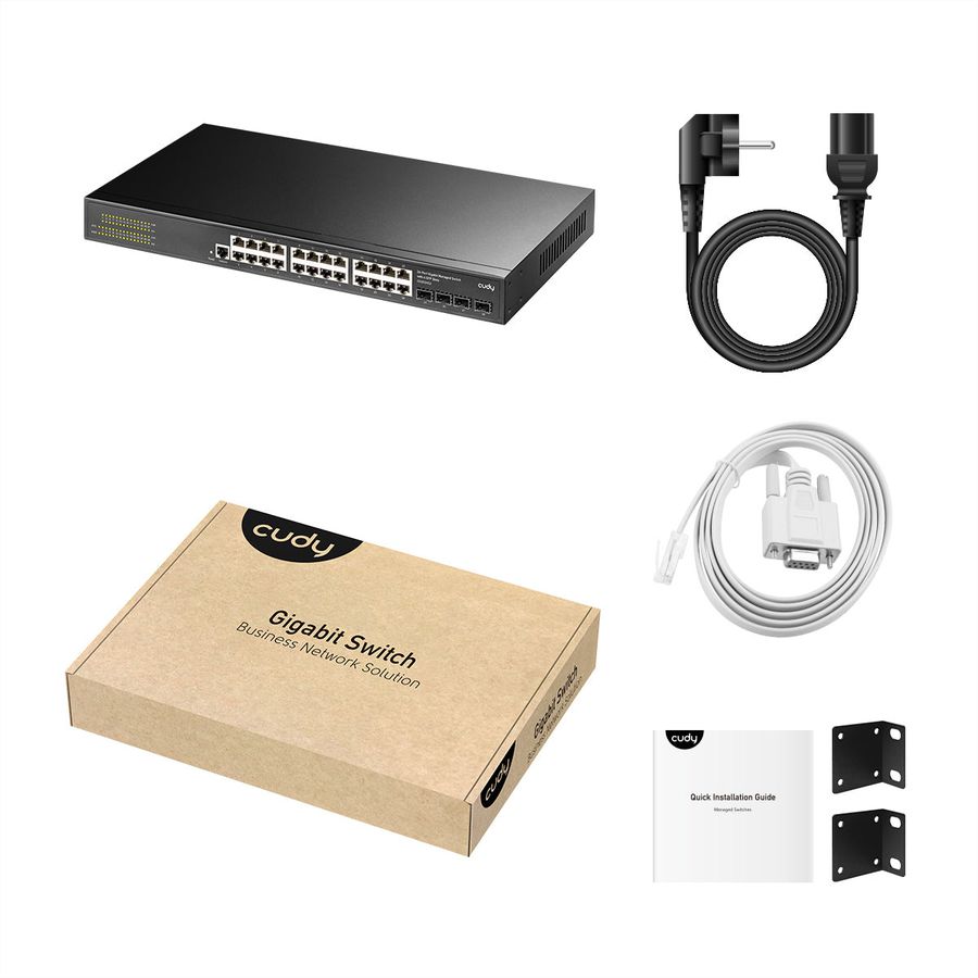 CUDY GS2024S2 Switch Gigabit 24 ports de couche 2 géré, avec 4 emplacements SFP Gigabit
