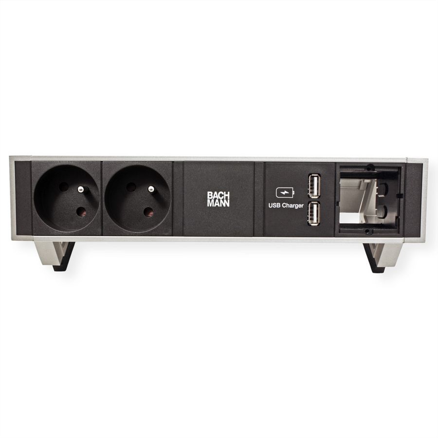 BACHMANN DESK2 2xUTE 35° 1xUSB Chargeur 1xCM Courant 0,2m GST18 Inox