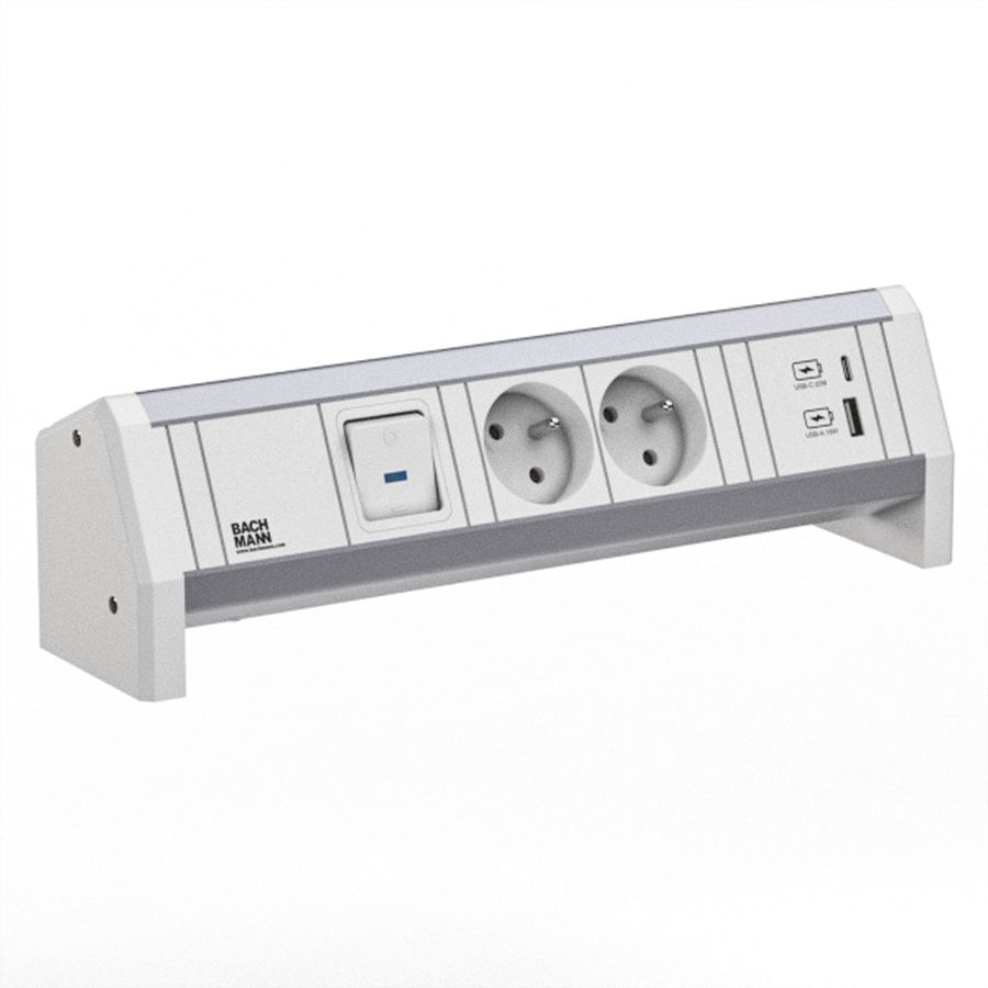 BACHMANN DESK 2xUTE 1xUSB A/C 22W 1xcommutateur GST18 RAL9010