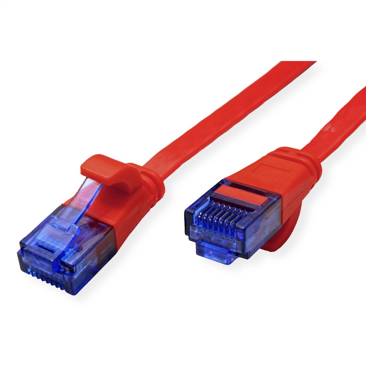 Cordon VALUE Cat.6A (Classe EA) UTP confectionné, plat, rouge, 0,5 m