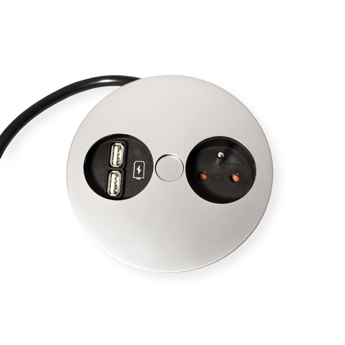 BACHMANN TWIST Prise 1x UTE, chargeur USB, chrome, 0,2 m