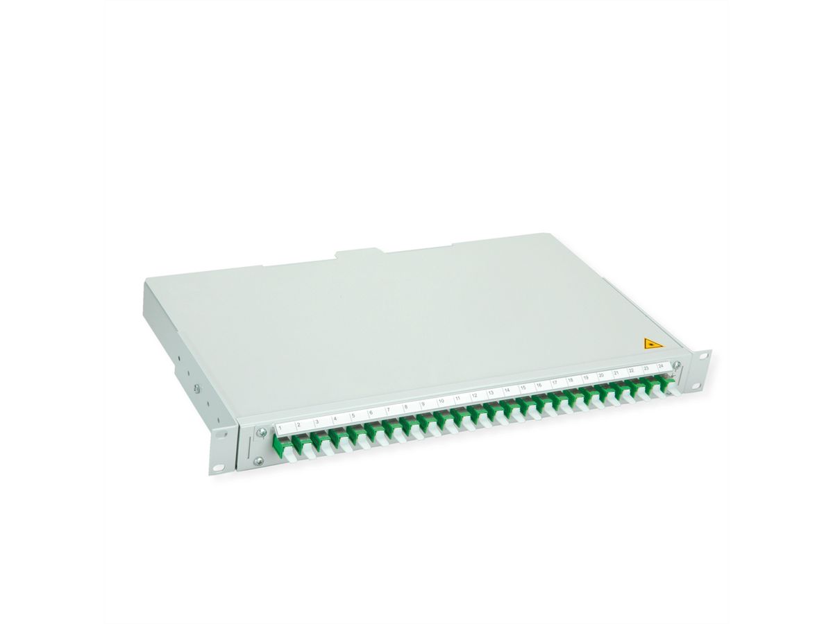 TELEGÄRTNER BASIS V Panneau FO avec coupleurs, 24x E2000, vert, OS2 APC