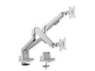 ROLINE Support double LCD pneumatique, 5 articulations, pivot, argent