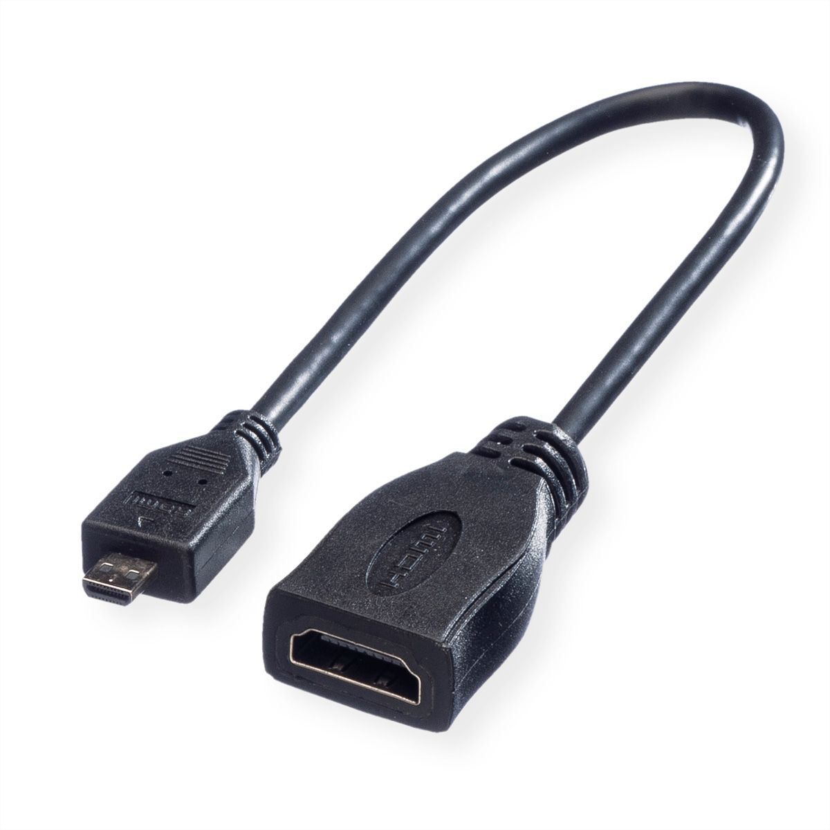 ROLINE Câble HDMI High Speed avec Ethernet, HDMI F - Micro HDMI M, 0,22 m