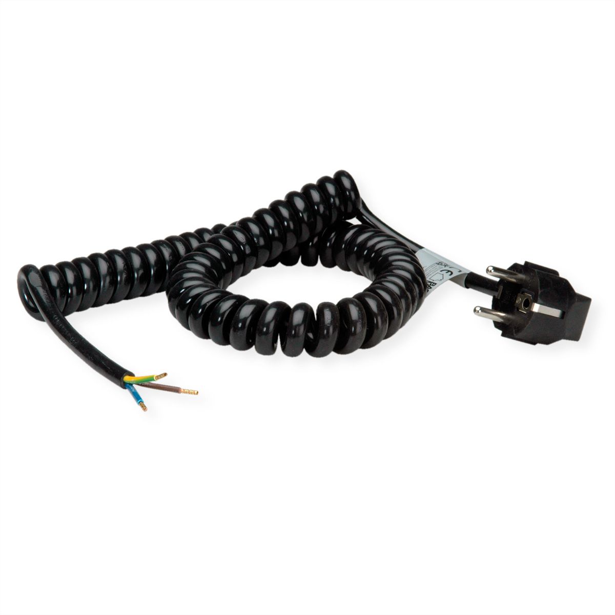 BACHMANN Câble spirale 0,5-2m noir, H05VV-F 3G1,5mm² AEH/CEE7/7