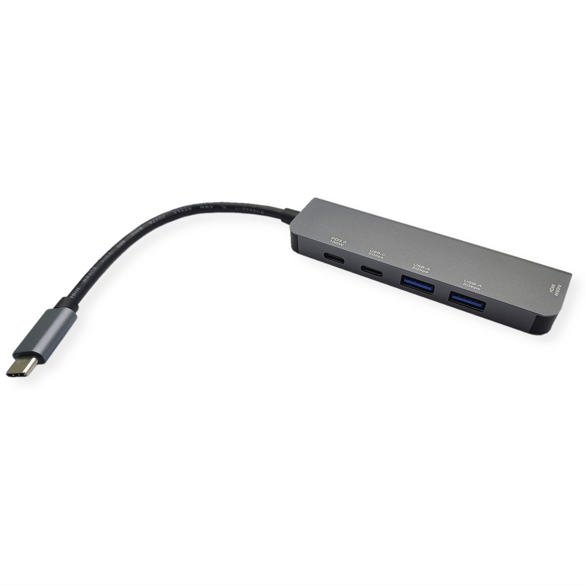VALUE Station d'accueil USB type C, HDMI 4K60, 3x USB3.2 Gen1 (1x C + 2x A), 1x PD