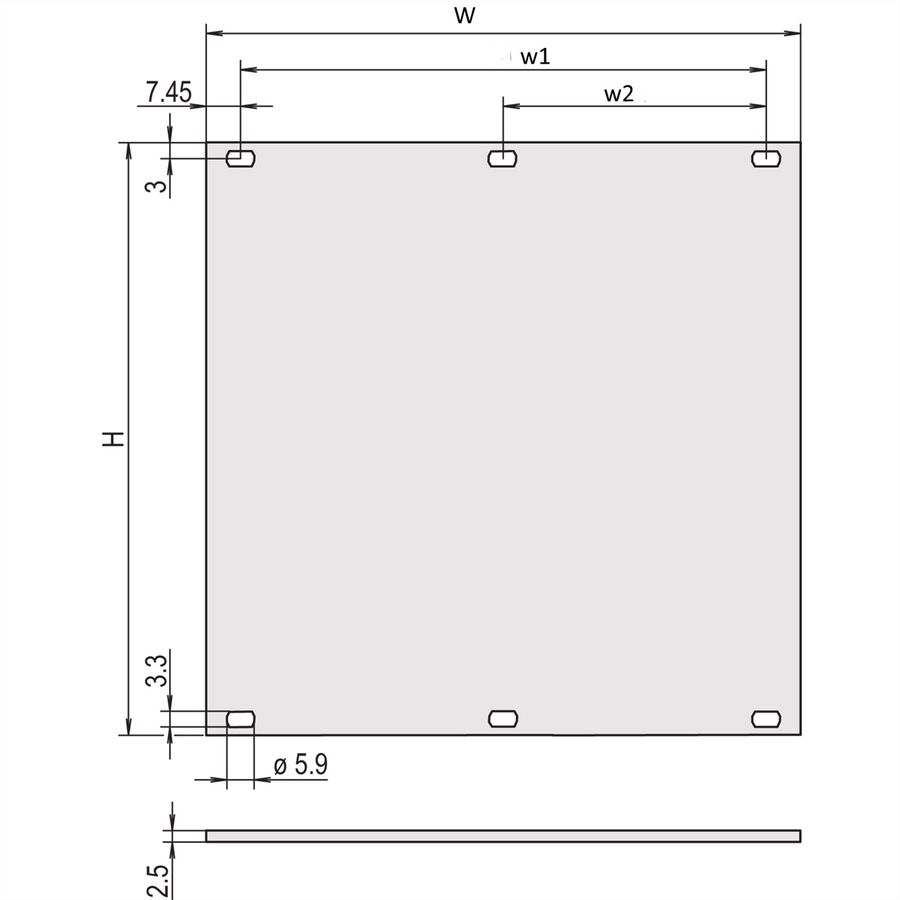 SCHROFF Face avant, non blindée, assemblage par vis 6 U, 6 CV, 2,5 mm, alu, anodisé