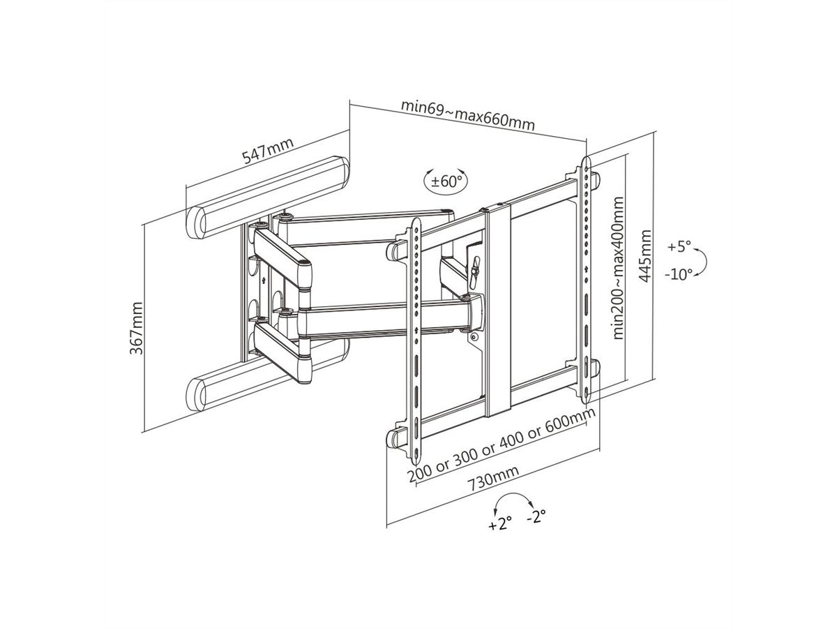 ROLINE PREMIUM Support mural pour écran LCD, jusqu'à 70 kg