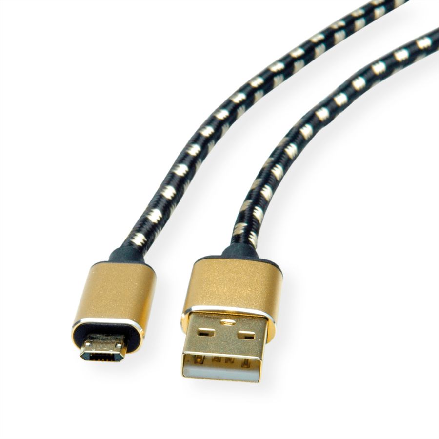 ROLINE GOLD Câble USB 2.0, USB A mâle - Micro USB B mâle, 1,8 m