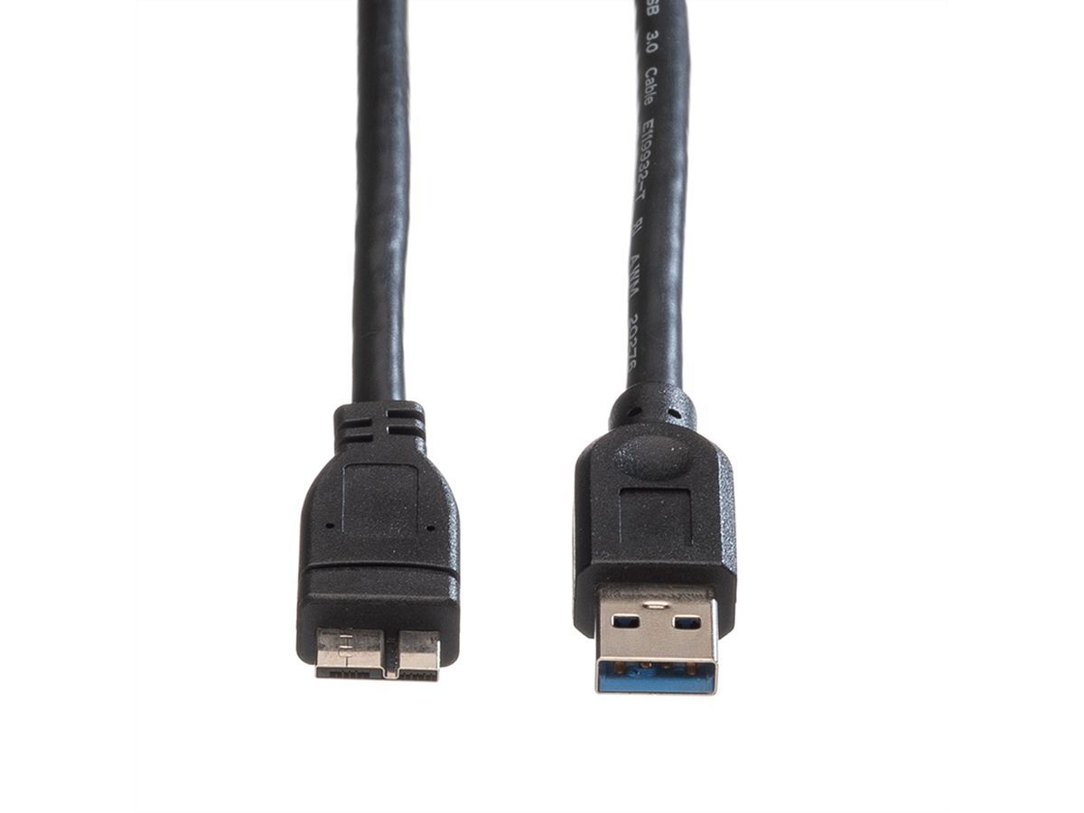 ROLINE Câble USB 3.2 Gen 1, A M - Micro A M, noir, 0,8 m