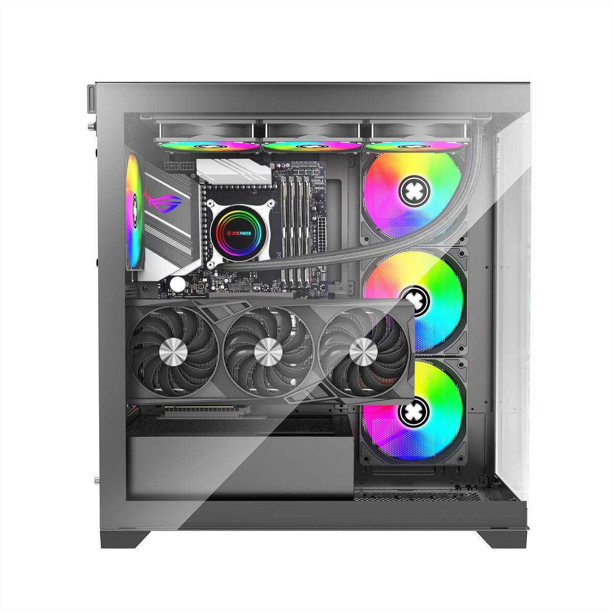 XILENCE Xilent Gleam X818.ARGB Gaming ATX PC noir, Tour RGB ATX Midi