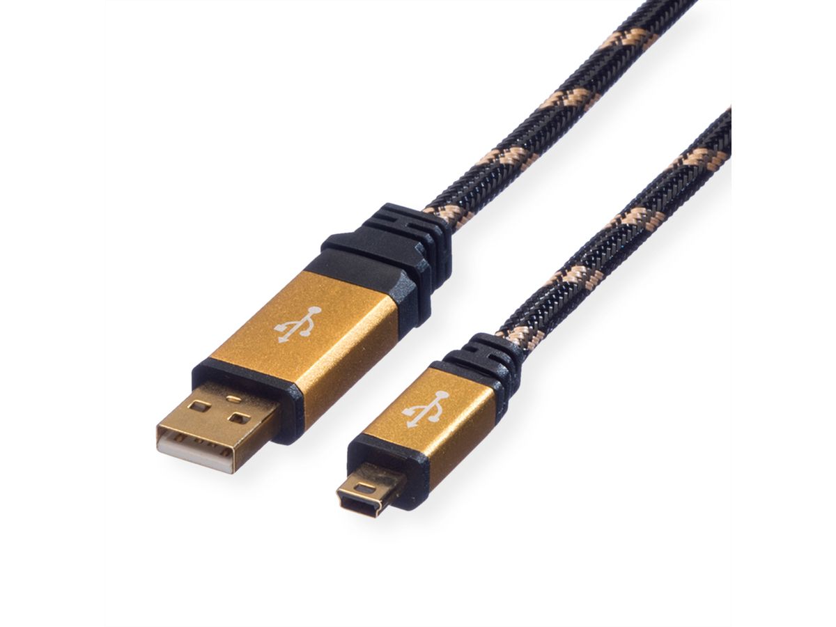 ROLINE GOLD Câble USB 2.0, type A - mini 5- broches, 0,8 m