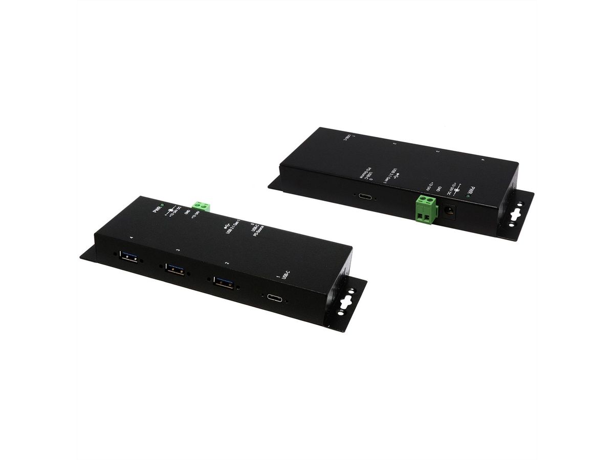 EXSYS EX-1191HMVS-PD Hub métallique USB 3.2 Gen 1 à 4 ports, avec recharge USB-PD