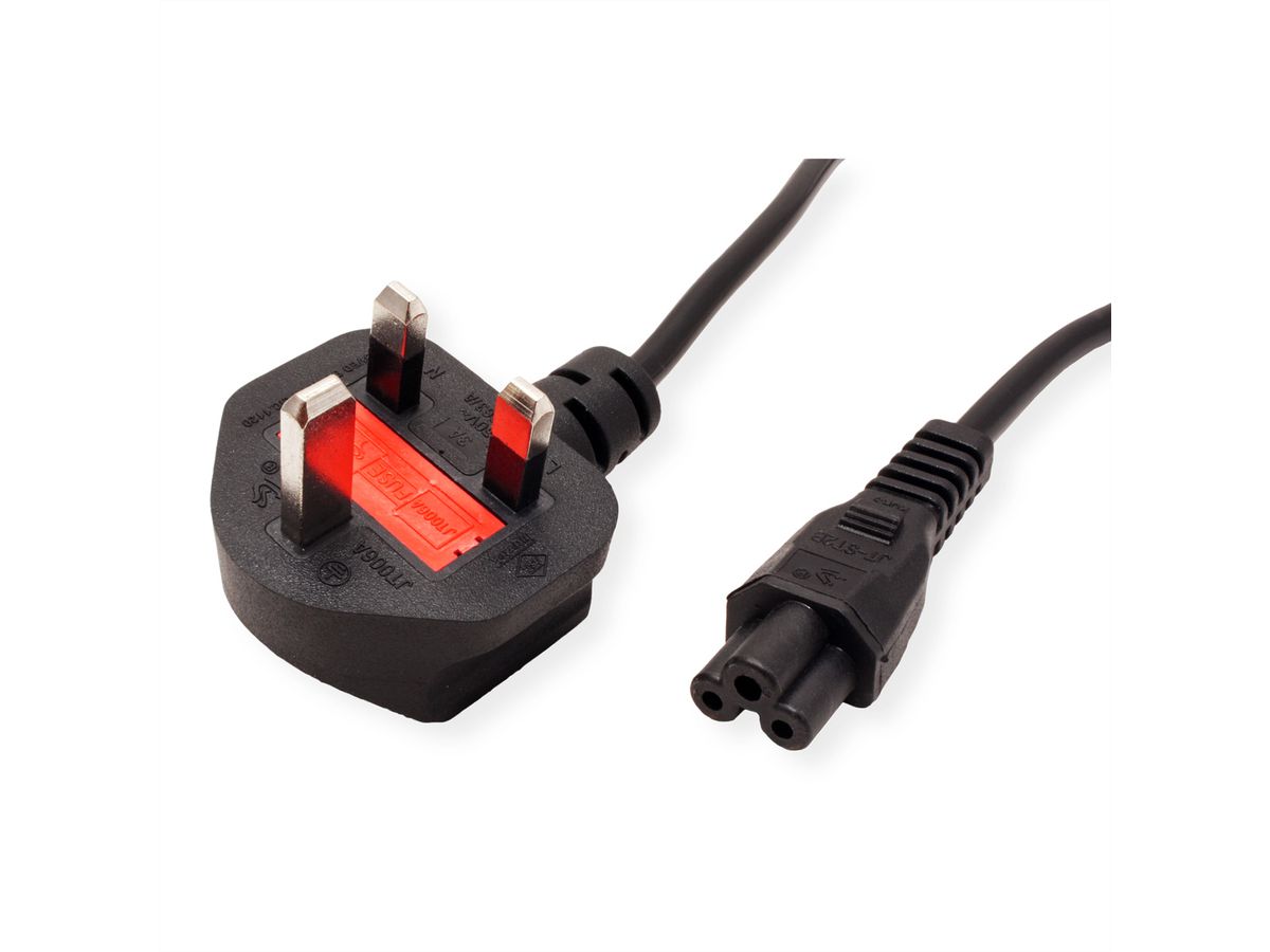 VALUE Câble d'alimentation UK, pour notebook, 3A, noir, 1,8 m