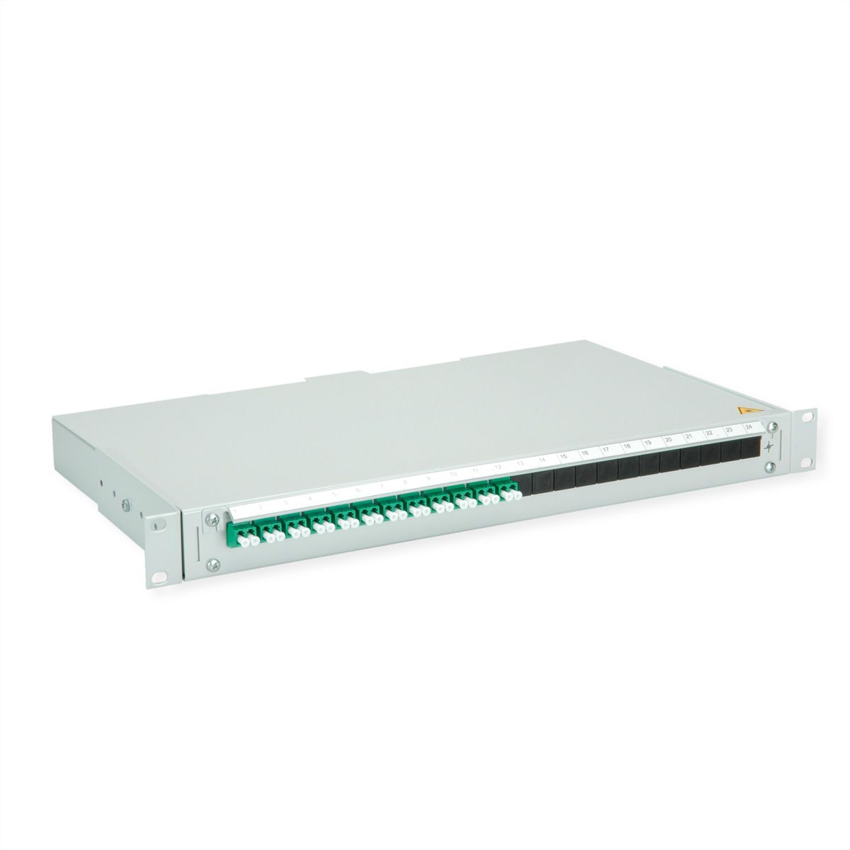 TELEGÄRTNER BASIS V Panneau fibre optique avec coupleurs & Pigtails , 12x LC Duplex, vert, OS2 APC