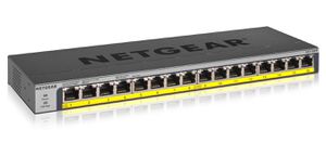 Netgear GS116PP Non-géré Gigabit Ethernet (10/100/1000) Noir Connexion Ethernet, supportant l'alimentation via ce port (PoE)